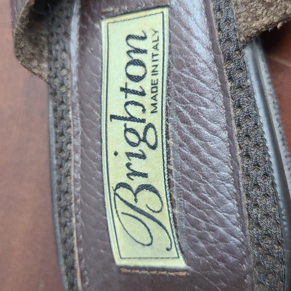 Brighton Brown Vicky Leather Silver Buckle Slip-on Sandals sz 7 Women's - Picture 8 of 9